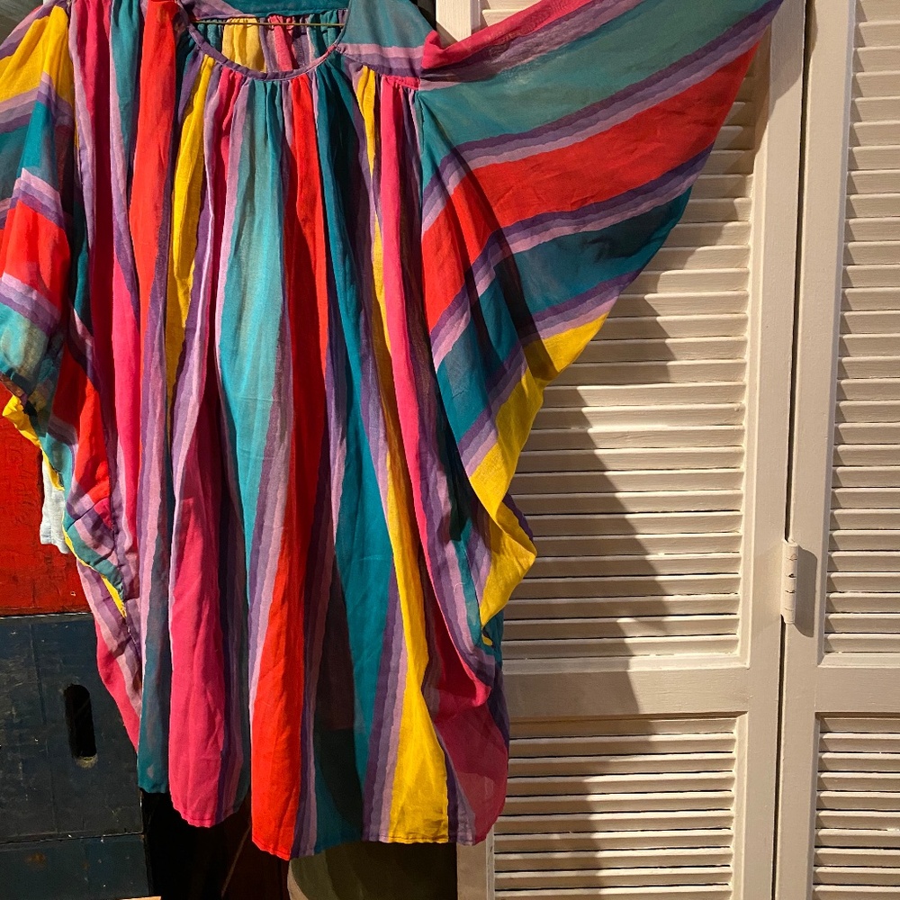 Colorful , custom made, Vintage gauze top, one size fits all.